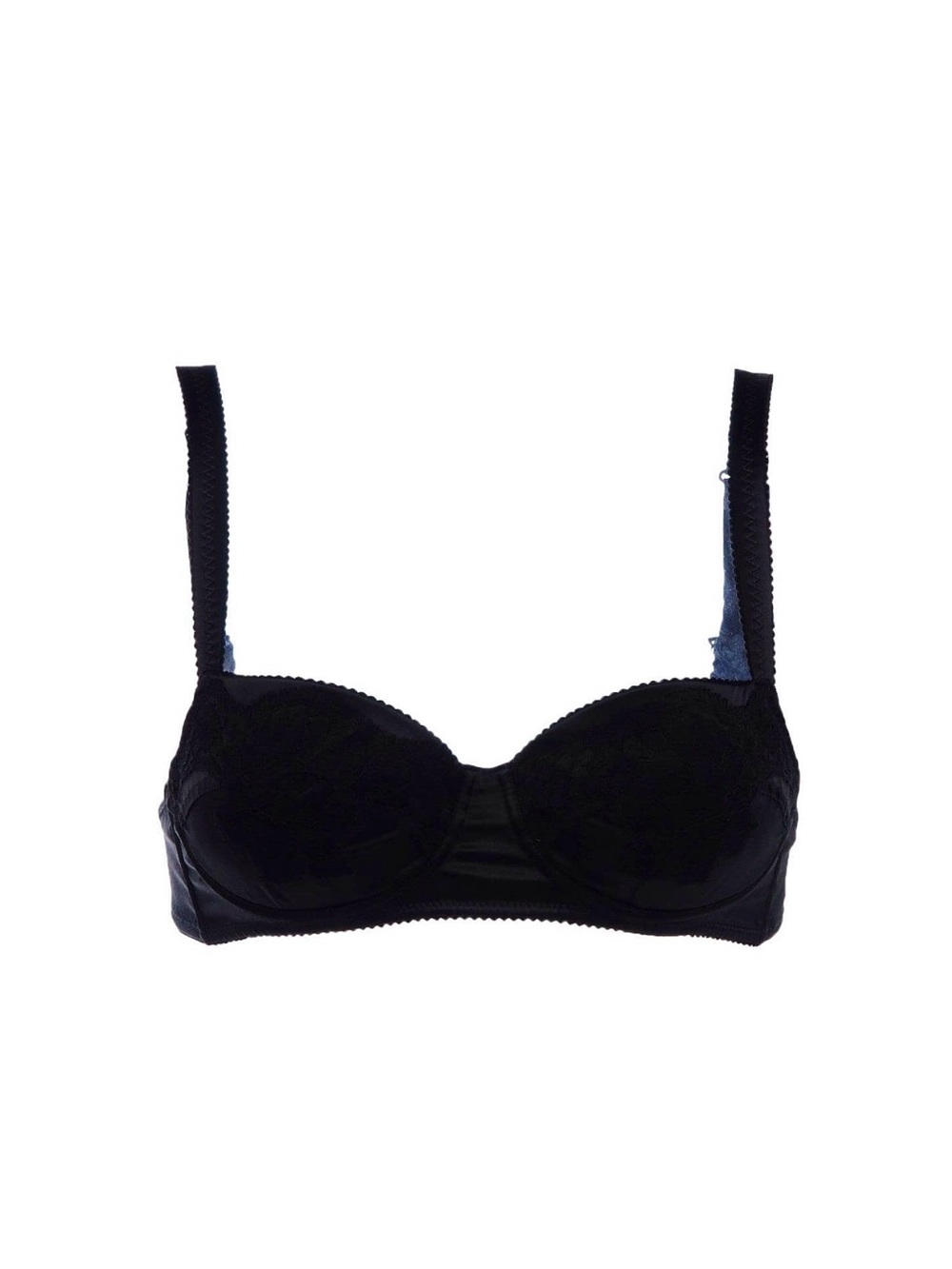 $545 DOLCE & GABBANA SATIN-FINISH BLACK UNDERWIRED SILK BRA SIZE IT 1B ( 32B )